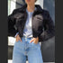 'Fiora' Cropped Snap Down Jacket - Celes Fashion